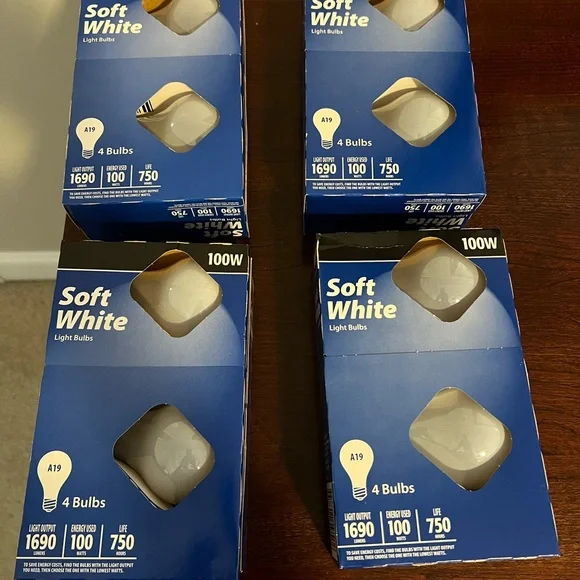 Light Bulbs Soft White 100 Watt Light Bulbs - 1 Pack of 4 Bulbs incandescent - Picture 2 of 7